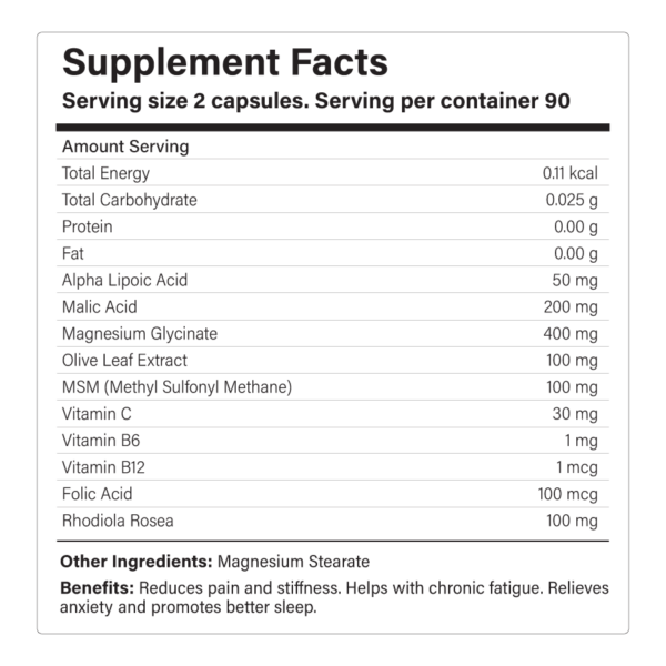 Fibro Alleviate Supplement Facts